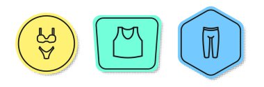 Set line Swimsuit, Undershirt and Leggings. Colored shapes. Vector clipart