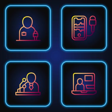 Son dakika haberleri, Breaking, Journalist ve Mobil Kayıt Hattı. Renk simgeleri. Vektör