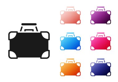 Siyah evrak çantası ve para ikonu beyaz arka planda izole edildi. İş ilanı. İş portföyü. Simgeleri renklendirin. Vektör.