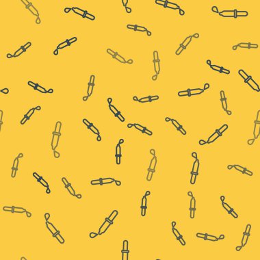 Mavi çizgi Pipette simgesi sarı arka planda kusursuz desen izole etti. Tıbbi elementler, kimya laboratuarı ekipmanları. Damlalı boru. Tıp sembolü. Vektör.