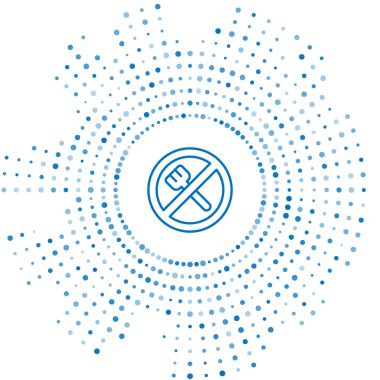 Mavi çizgi Ramazan oruç simgesi beyaz arkaplanda izole edildi. Dini oruç. Soyut çember rastgele noktalar. Vektör.