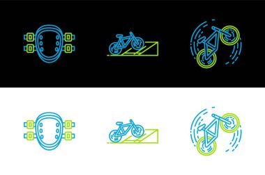 Bisiklet hilesi dizlikleri ve sokak rampası simgesi. Vektör.