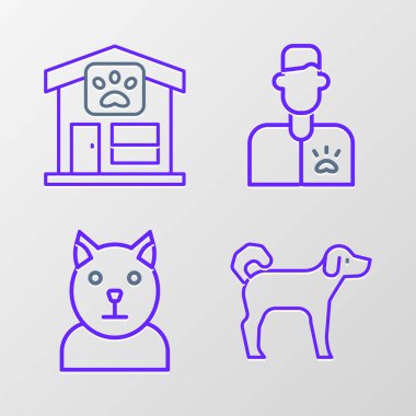 Köpek Kedi Veteriner Doktoru ve Hayvan Bakımı ikonu. Vektör.