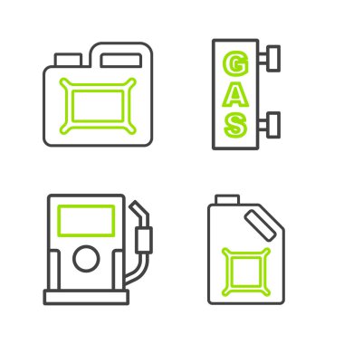 Motor yağı benzinliği benzinliği benzini doldurma ve ikon için hat kutusunu hazırlayın. Vektör.