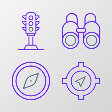 Pusula Dürbünü ve Trafik Işığı simgesini ayarla. Vektör.