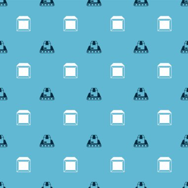 Taşıyıcı bandı kutuyla ve karton kartonla kusursuz desene ayarlayın. Vektör.