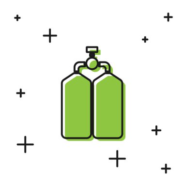 Siyah Aqualung simgesi beyaz arkaplanda izole edildi. Dalgıçlar için oksijen tüpü. Dalış ekipmanları. Olağanüstü bir spor. Su altı ekipmanları. Vektör.