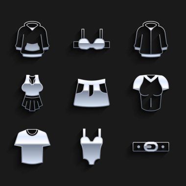 Etek mayo tişörtü Undershirt kapüşonlu ve ikonlu olsun. Vektör.