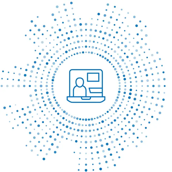 Mavi çizgi dünya haber simgesi beyaz arkaplanda izole edildi. Flaş haber, dünya haber kanalı. Soyut çember rastgele noktalar. Vektör.