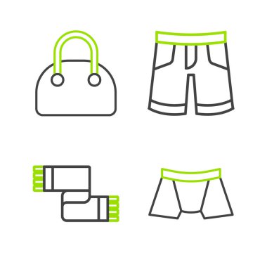 Erkekler Kış Atkısı Şortu ya da El Çantası ikonu. Vektör.