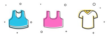 Undershirt ve tişört simgesini ayarla. Vektör.