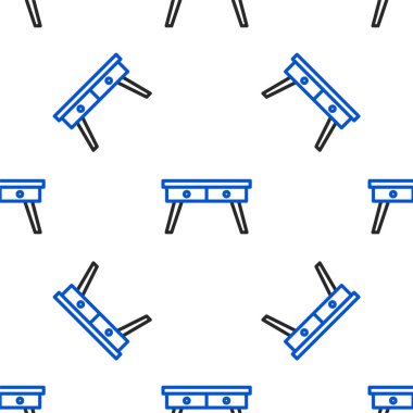 Çizgi Ofisi masa simgesi beyaz arkaplandaki kusursuz deseni izole etti. Renkli taslak konsepti. Vektör.