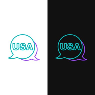 Amerika 'nın Bağımsızlık Günü çizgisi simgesi beyaz ve siyah arkaplanda izole edildi. 4 Temmuz. Amerika Birleşik Devletleri ülkesi. Renkli taslak konsepti. Vektör.