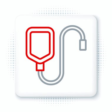 Serum torbası simgesi beyaz arkaplanda izole edildi. Kan torbası. Kan bağışı konsepti. Tedavi ve terapi kavramı, kemoterapi. Renkli taslak konsepti. Vektör.