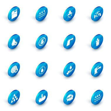 Su dalgalarını ve buharlaşma geri dönüşümünü temiz su musluğu gezegenini yasak cam ve simgeyle bırakın. Vektör.