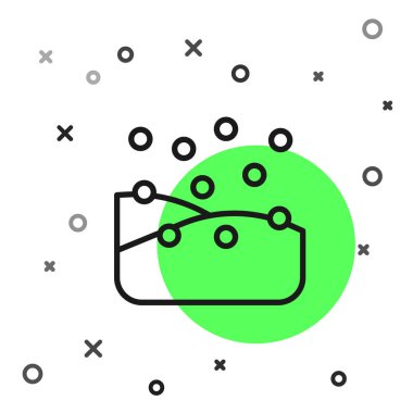 Beyaz arkaplanda siyah çizgi kar yağışı simgesi izole edildi. Yeni yılda kar yağışlı kar taneleri. Mutlu Noeller ve mutlu yıllar. Vektör.