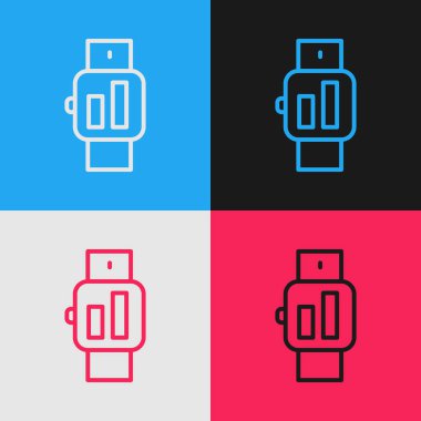 Pop Art Line Smartwatch simgesi renk arkaplanında izole edildi. Vektör.