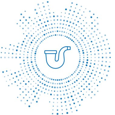 Blue line Smoking pipe with smoke icon isolated on white background. Tobacco pipe. Abstract circle random dots. Vector.