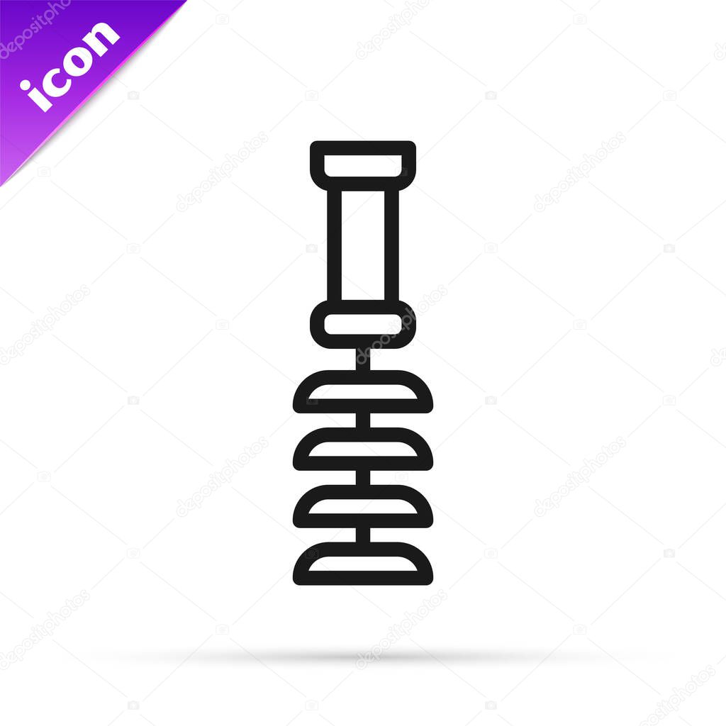 Black line Toilet brush icon isolated on white background.  Vector.