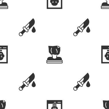 Set Aranıyor afişi, Adam Kaçırma ve kanlı bıçak kusursuz desenli. Vektör.