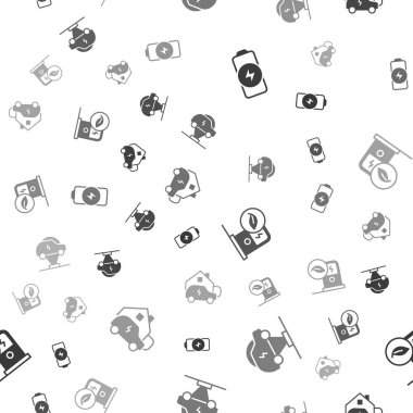 Pilli araba şarj istasyonunu ve evi sorunsuz şarj etmeye ayarlayın. Vektör.