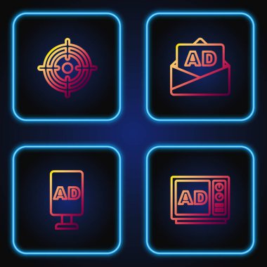 Satır Reklamcılığı, Hedef ve... Renk simgeleri. Vektör.