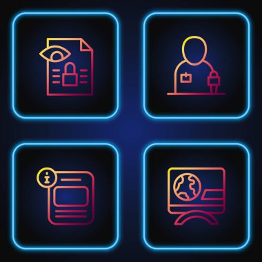 Son dakika haber bülteni gazetecilik soruşturması ve... Renk simgeleri. Vektör.