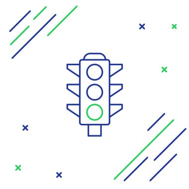 Beyaz arkaplanda çizgi trafik ışığı simgesi izole edildi. Renkli taslak konsepti. Vektör.