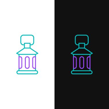 Ramazan ayı fener simgesi beyaz ve siyah arkaplanda izole edildi. Renkli taslak konsepti. Vektör.