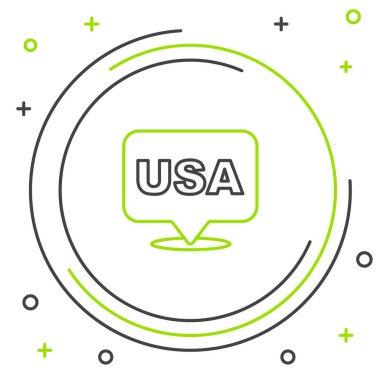 Amerika 'nın Bağımsızlık Günü çizgisi simgesi beyaz arkaplanda izole edildi. 4 Temmuz. Amerika Birleşik Devletleri ülkesi. Renkli taslak konsepti. Vektör.