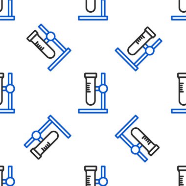 Çizgi Cam test tüpü tüpü beyaz zemin üzerinde izole edilmiş ikon izolasyon deseni. Laboratuvar ekipmanları. Renkli taslak konsepti. Vektör.