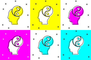 Yin Yang armoni ve denge simgesini renk arkaplanına izole et. Vektör.