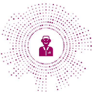 Mor Ticaret simgesi beyaz arkaplanda izole edildi. İşadamı hisse senedi ticareti yapıyor. Soyut çember rastgele noktalar. Vektör.