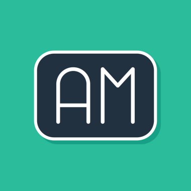 Mavi Sabah zaman simgesi yeşil arkaplanda izole edildi. Zaman sembolü. Vektör.