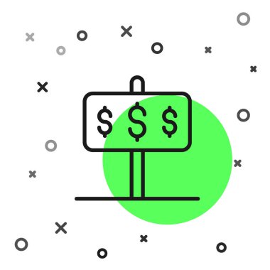 Beyaz arka planda dolar sembolü olan siyah çizgi evi. Ev ve para. Emlak konsepti. Vektör.