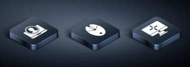 Isometric Hesap Ekranı, Bilgisayar İzleyicisi ve Bilgisayar faresi oyun simgesini ayarla. Vektör.