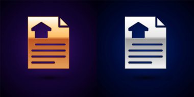 Gold ve Silver House 'un sözleşme ikonu siyah arka planda izole edildi. Sözleşme oluşturma hizmeti, belge oluşumu, başvuru formu bileşimi. Vektör.