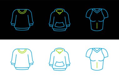 Çizgili tişört süveter ve kapüşonlu simgeyi hazırla. Vektör.