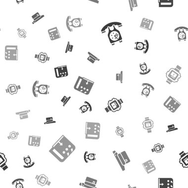 Telefon ahizesi, bir torba muz, bilek saati ve ses karıştırıcı ayarları kusursuz. Vektör.