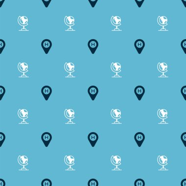 Helikopter iniş pistini ve Dünya küresini kusursuz bir desene ayarlayın. Vektör.