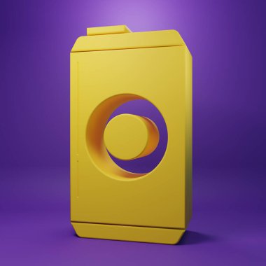 Sarı Bira ikonu mor arkaplanda izole edilebilir. Minimalizm kavramı. 3 Boyutlu resimleme.