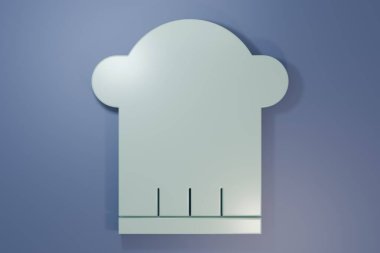 Gri Aşçı şapkası simgesi mor-mavi arkaplanda izole edilmiş. Aşçılık sembolü. Aşçı şapkası. Minimalizm kavramı. 3 Boyutlu resimleme.