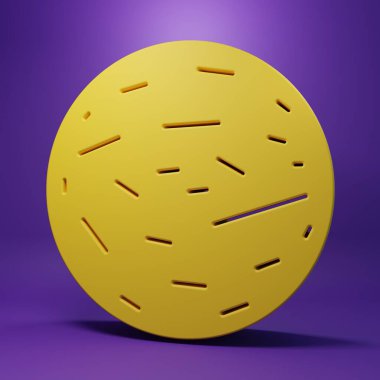 Sarı Gezegen Venüs simgesi mor arkaplanda izole edilmiş. Minimalizm kavramı. 3 Boyutlu resimleme.