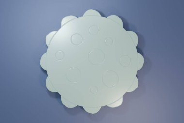 Mor-mavi arkaplanda gri virüs simgesi izole edildi. Corona virüsü 2019-nCoV. Bakteri ve mikroplar, hücre kanseri, mikrop, mantar. Minimalizm kavramı. 3 Boyutlu resimleme.