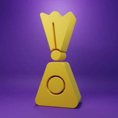 Sarı Şeker simgesi mor arkaplanda izole edilmiş. Minimalizm kavramı. 3 Boyutlu resimleme.