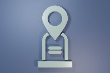 Mor-mavi arkaplanda gri konum mezar simgesi izole edildi. Minimalizm kavramı. 3 Boyutlu resimleme.