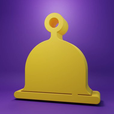Sarı sauna şapka simgesi mor arkaplanda izole edildi. Minimalizm kavramı. 3 Boyutlu resimleme .