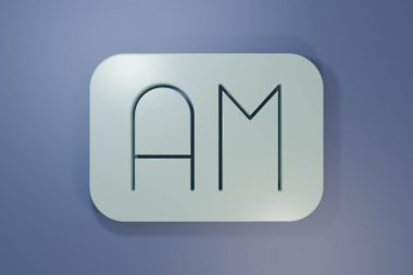 Gri Sabah zaman simgesi mor-mavi arkaplanda izole edildi. Zaman sembolü. Minimalizm kavramı. 3 Boyutlu resimleme .