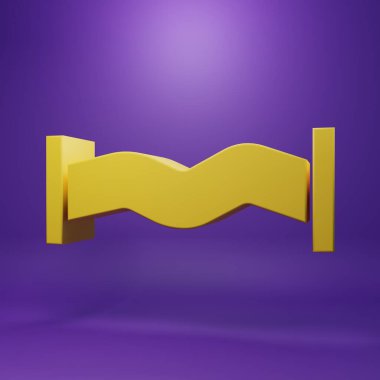 Sarı Sanayi metalik boru ikonu mor arkaplanda izole edilmiş. Tesisat boru hattının farklı şekillerde parçaları. Minimalizm kavramı. 3 Boyutlu resimleme .