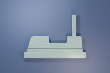 Gri renkli araba ikonu mor-mavi arka planda izole edildi. Eğlence parkı. Çocuklar için eğlence parkı, eğlence parkı. Minimalizm kavramı. 3 Boyutlu resimleme .